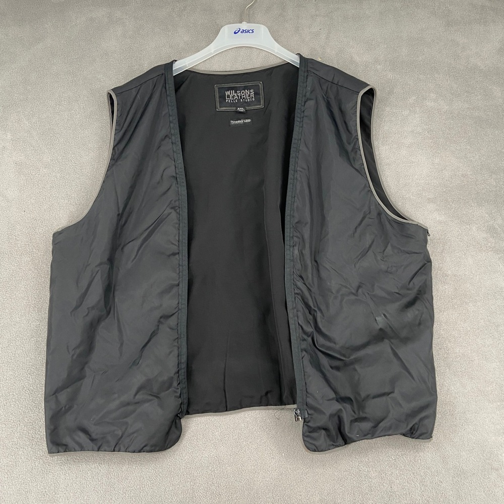 Wilsons Leather Pelle Studio Black Thinsulate Vest Liner Mens 2XL Broken Zip